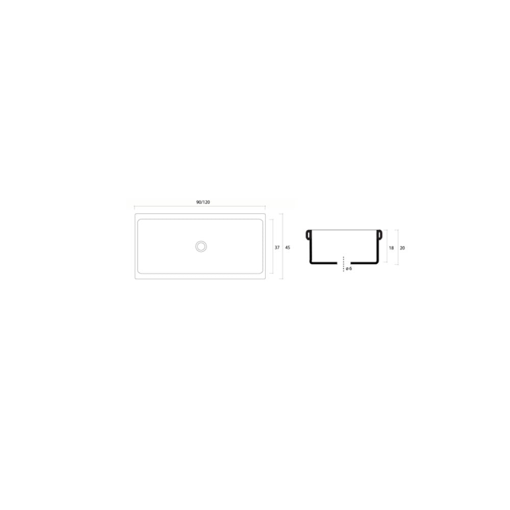 Lavabo a canale Galassia in ceramica bianca 120x45x20 cm