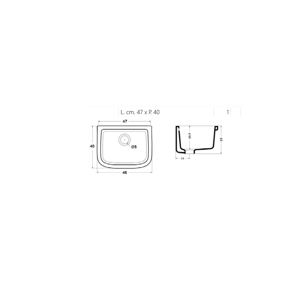 Pilozzo in ceramica bianca con troppopieno 47x40 senza strizzatoio