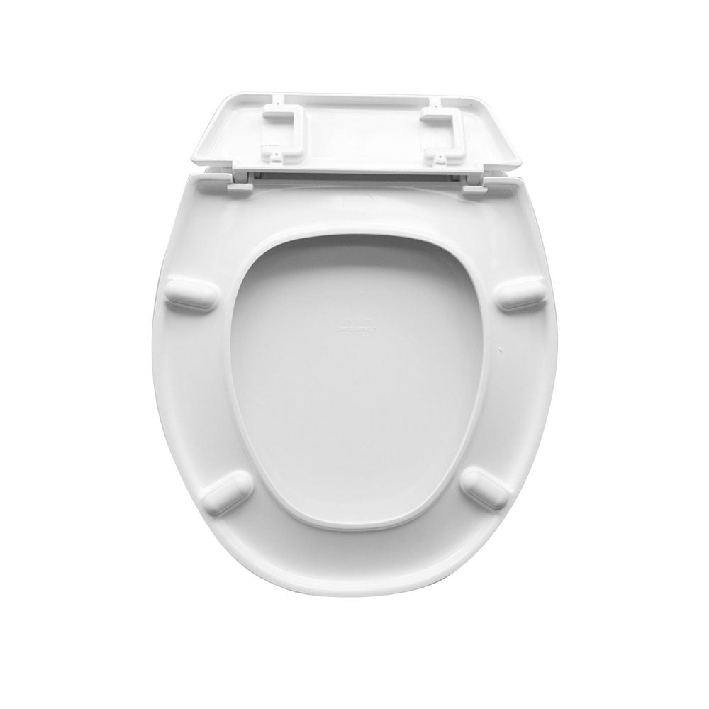 Sedile universale wc Panchetta  polipropilene bianco lunghezza 48 cm cerniere regolabili