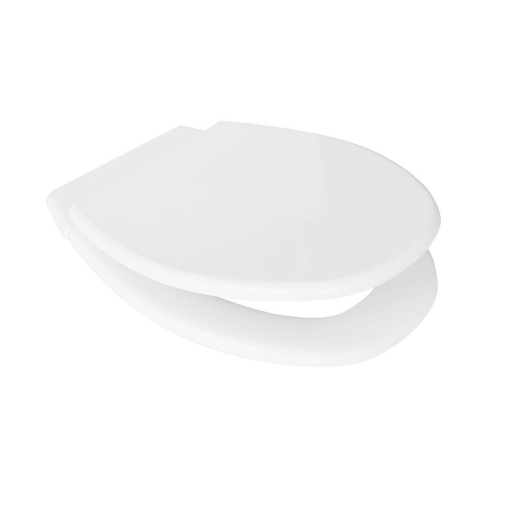 Sedile universale wc Panchetta  polipropilene bianco lunghezza 48 cm cerniere regolabili