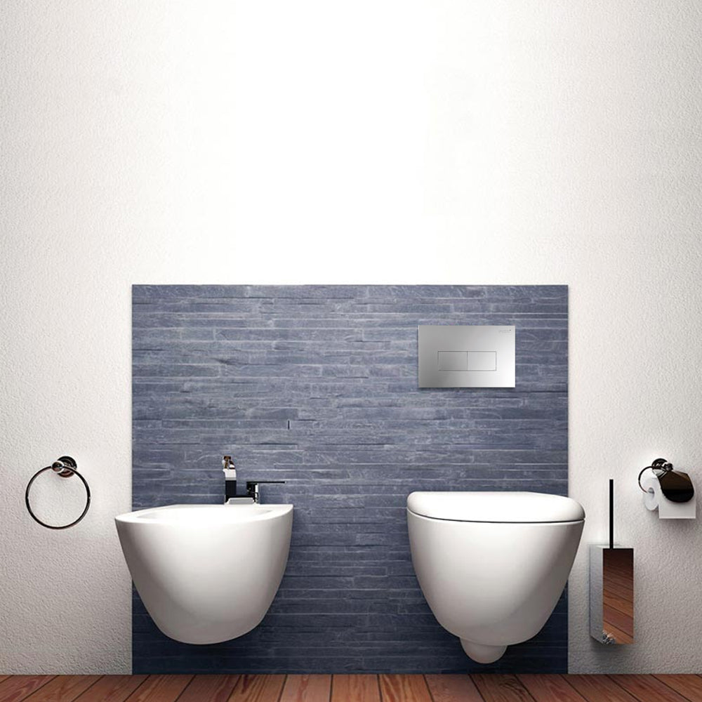 Placca per cassetta incasso Pucci modello Eco 2 pulsanti Linea Cromo Satinato