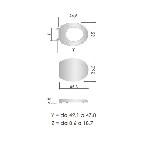 Sedile wc in termoindurente con chiusura soft per Vaso Dolomite Modello Perla New