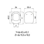 Sedile wc in termoindurente per Ideal Standard vaso serie Tesi  cm cerniere regolabili