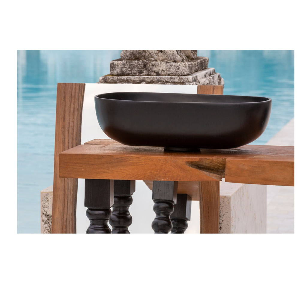 Lavabo da appoggio in resina Nero matt semi-trasparente serie ''Snob2.0'' Cipi 55cm