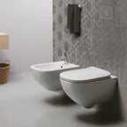Santari sospesi serie Forever 50 in ceramica bianca con coprivaso chiusura softclose - Disegno Ceramica
