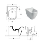 Santari filomuro serie Forever 55 in ceramica bianca con coprivaso chiusura softclose- Disegno Ceramica