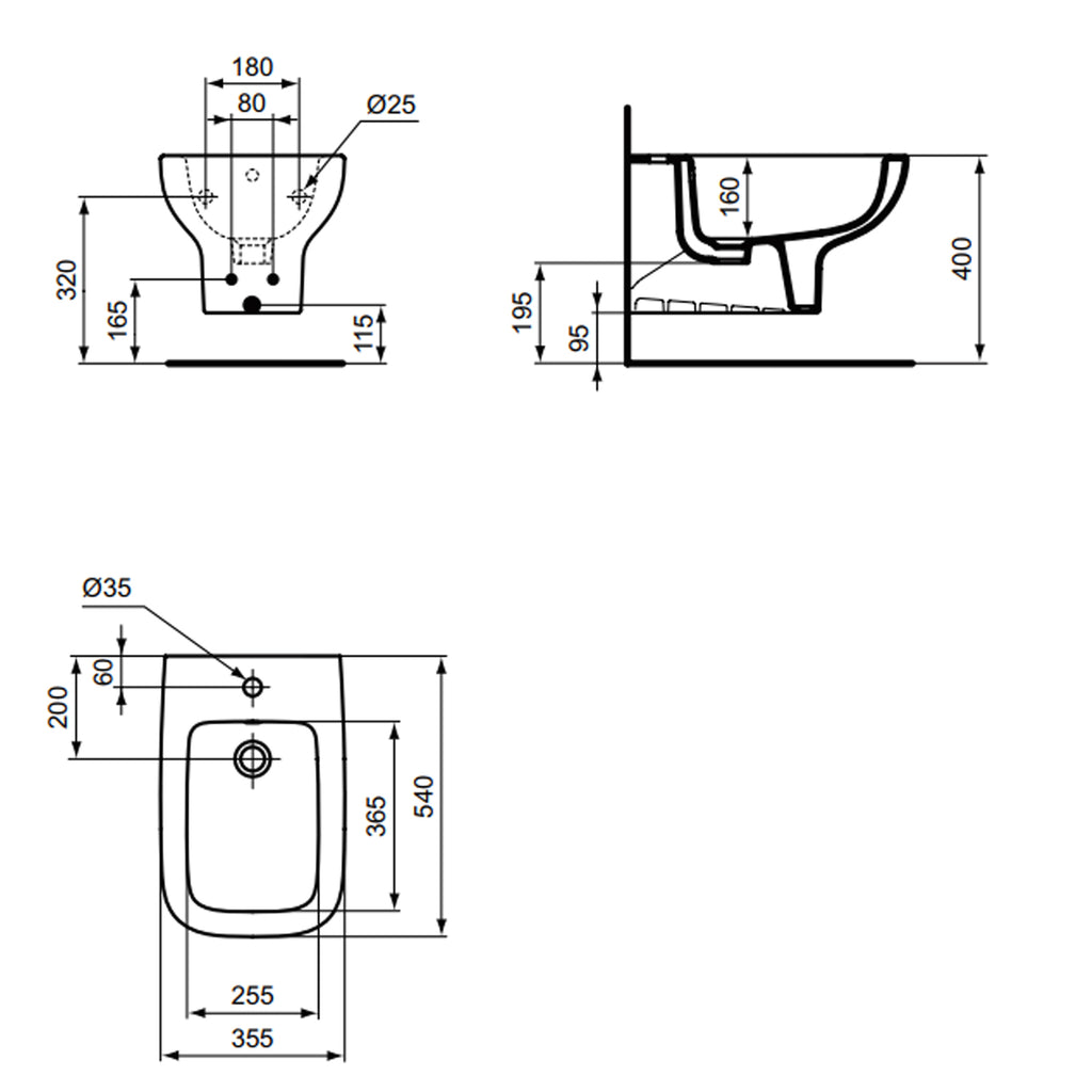 Bidet sospeso Ideal Standard modello I.life A 54x36 cm