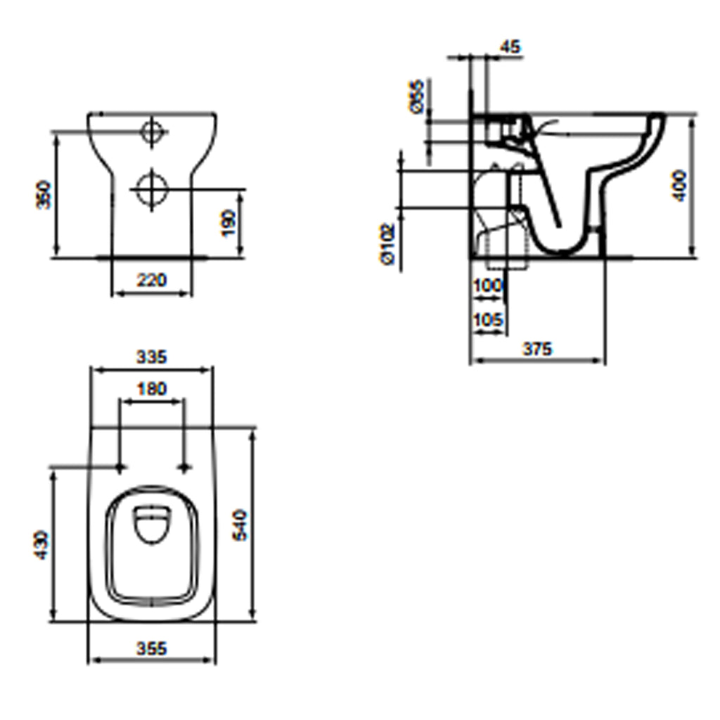 Vaso filomuro Ideal Standard modello I.life A 54