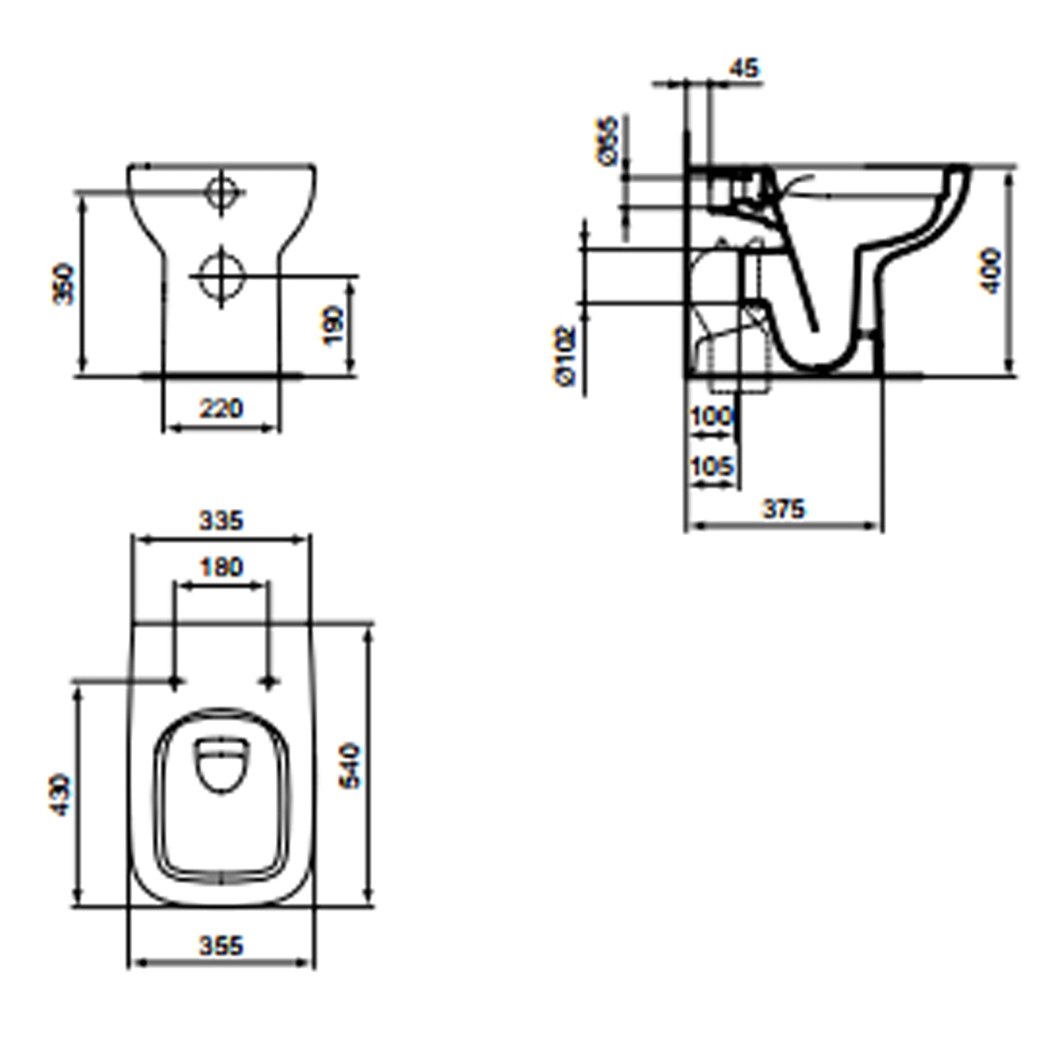 Vaso filomuro Ideal Standard modello I.life A 54
