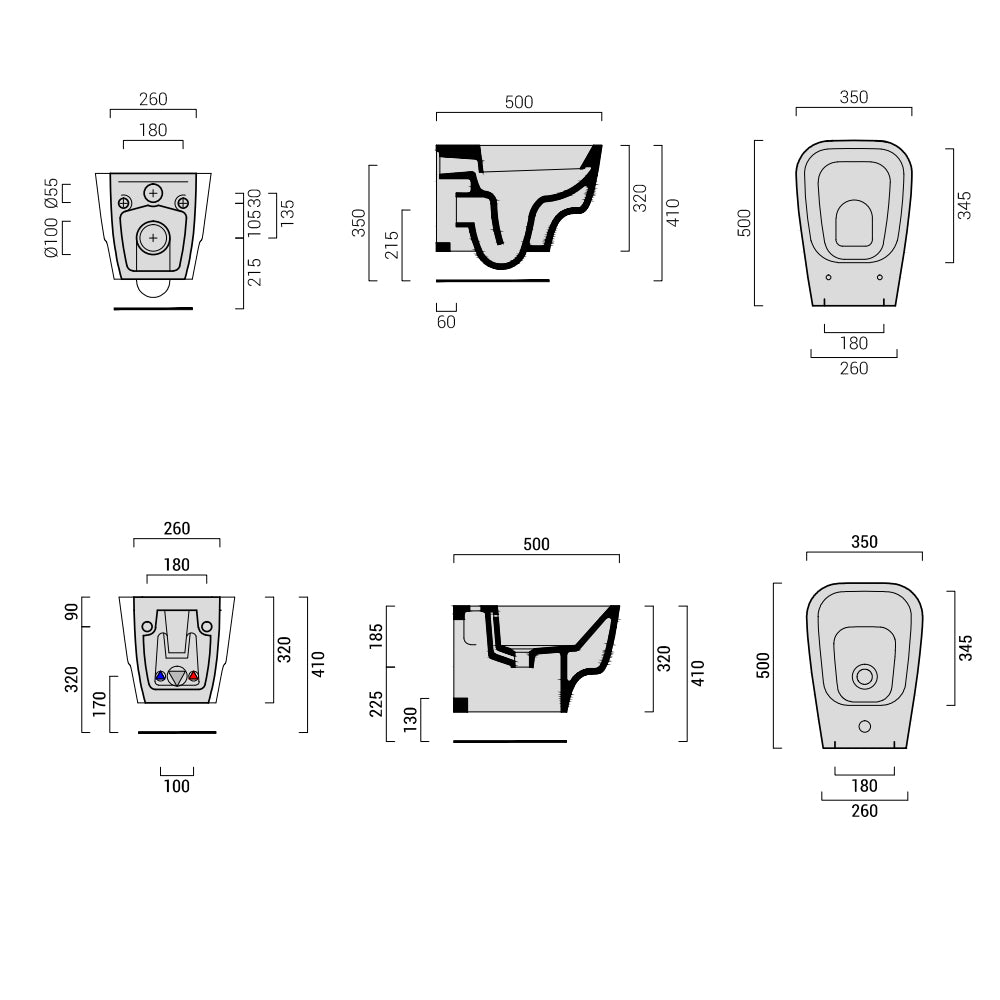 Sanitari Sospesi F50 Small Domus Falerii wc - sedile softclose - bidet