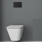 Vaso sospeso modello Build 55x36 x H32 cm con Copriwater di Ceramica Azzurra - Bianco Lucido