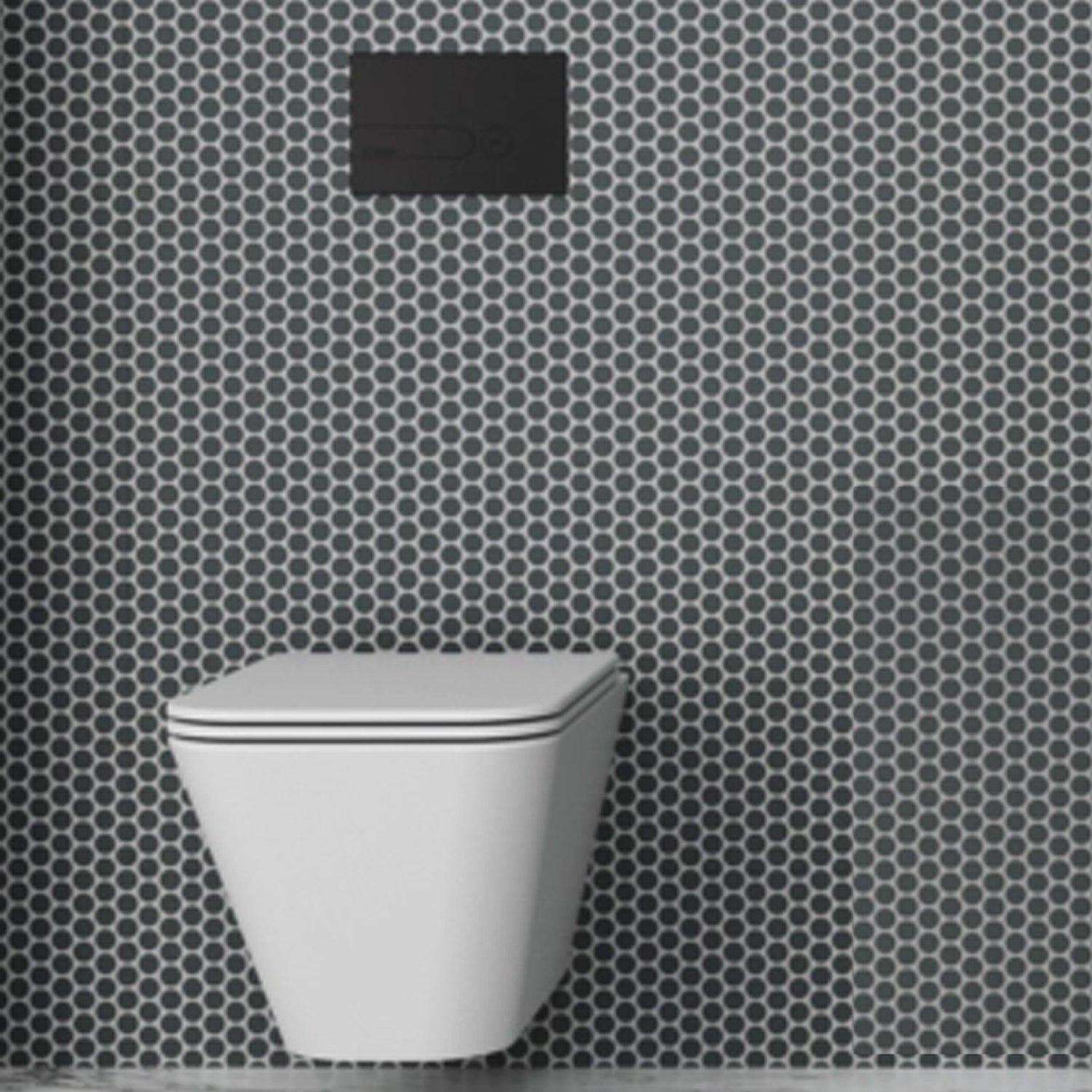 Vaso sospeso modello Build 55x36 x H32 cm con Copriwater di Ceramica Azzurra - Bianco Lucido