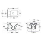 Vaso sospeso modello Build 55x36 x H32 cm con Copriwater di Ceramica Azzurra - Bianco Lucido