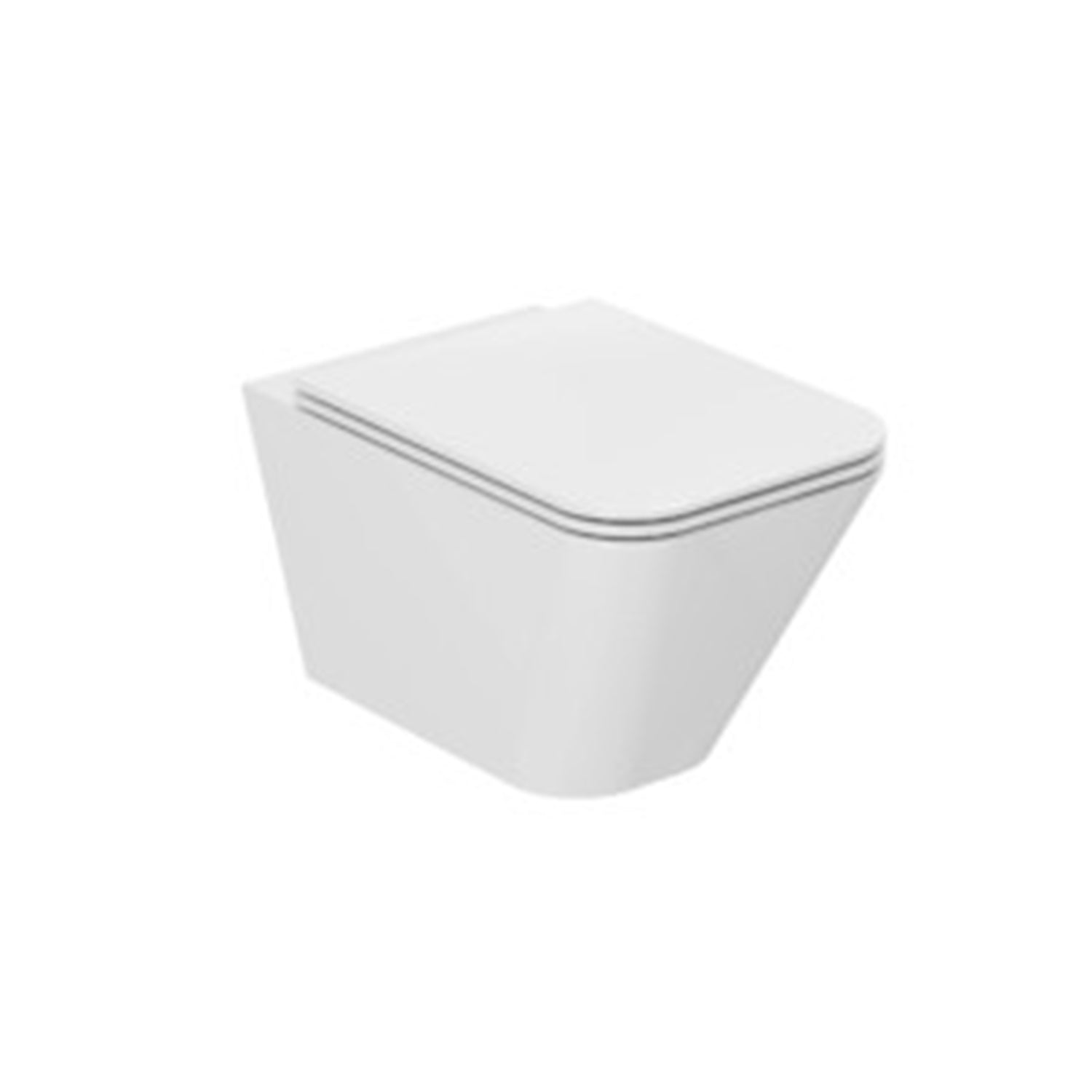 Vaso sospeso modello Build 55x36 x H32 cm con Copriwater di Ceramica Azzurra - Bianco Lucido