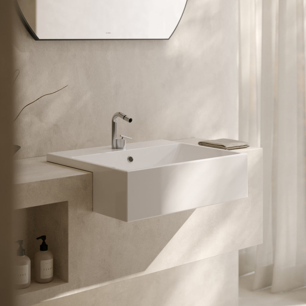 Lavabo semincasso Globo Forty3 55x47 cm senza foro troppopieno - Bianco