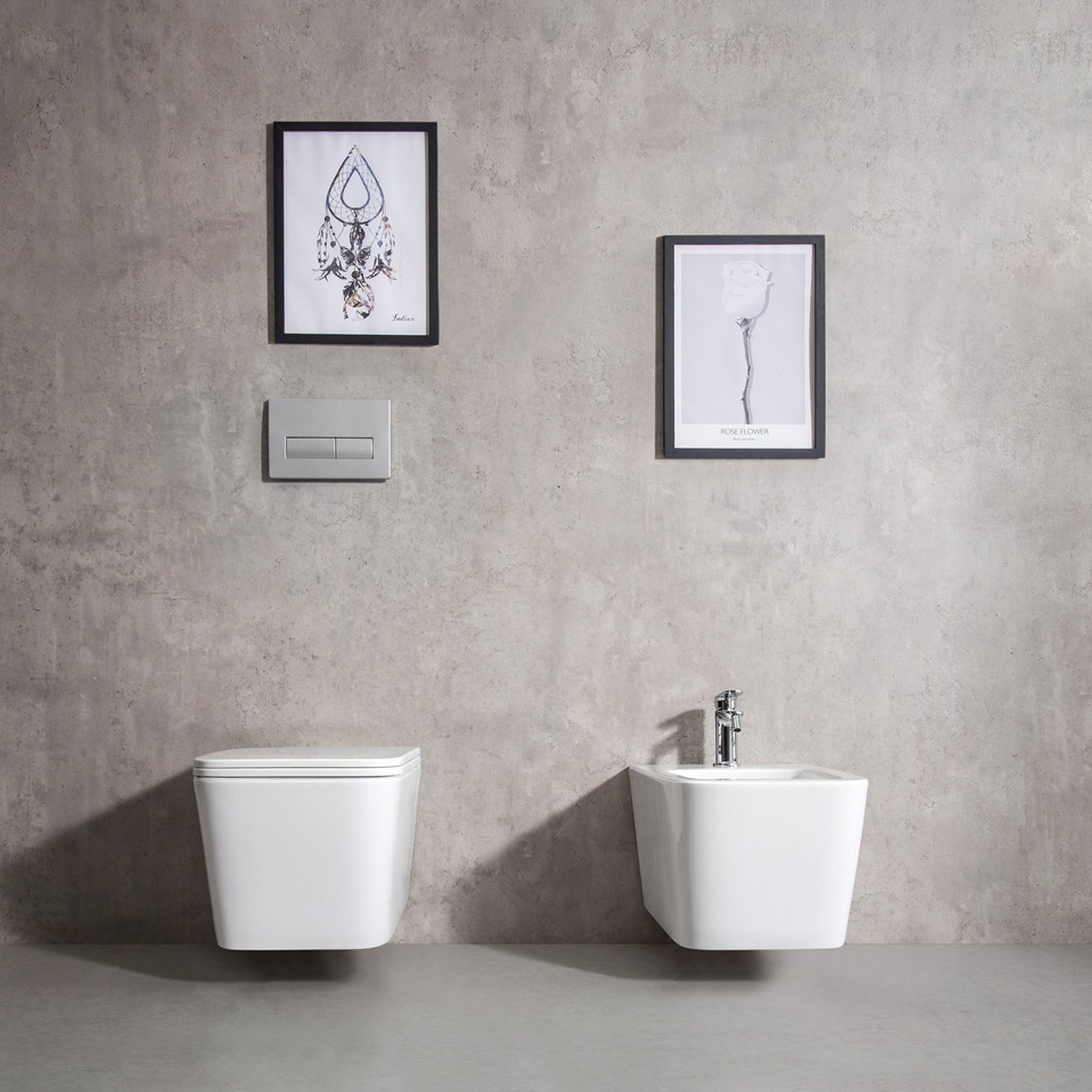 Sanitari bagno sospesi con coprivaso BathCore modello Velvet Rimless/Tornado Quiet 49x34 cm - Bianco