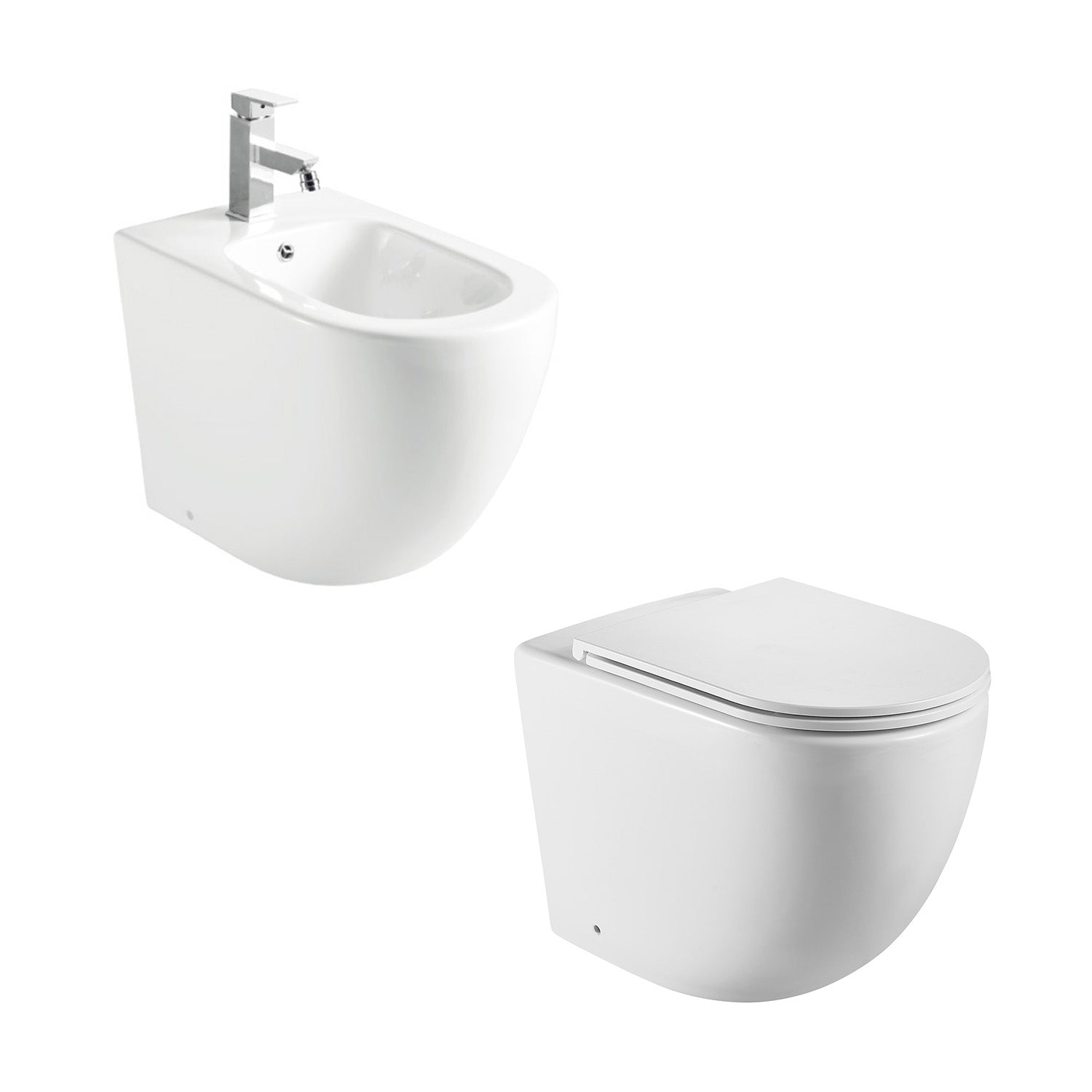 Sanitari bagno filomuro BathCore modello PureEssence Rimless/Tornado Quiet 57x36.5 cm - Bianco