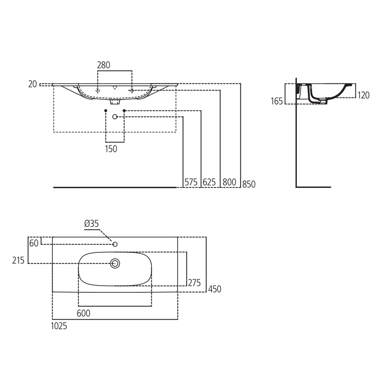 Lavabo top Ideal Standard Tesi 102