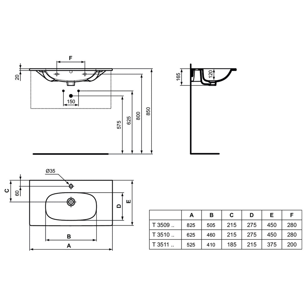 Lavabo top Ideal Standard modello Tesi 82