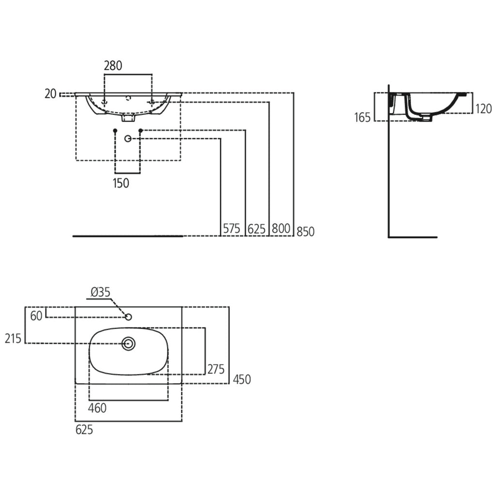 Lavabo sospeso Ideal Standard modello Tesi 62