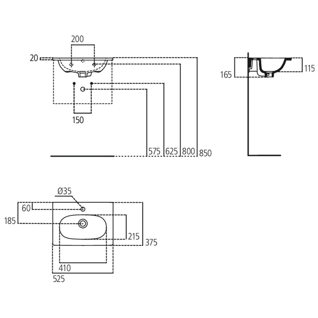 Lavabo top di piccole dimensioni Ideal Standard modello Tesi 52