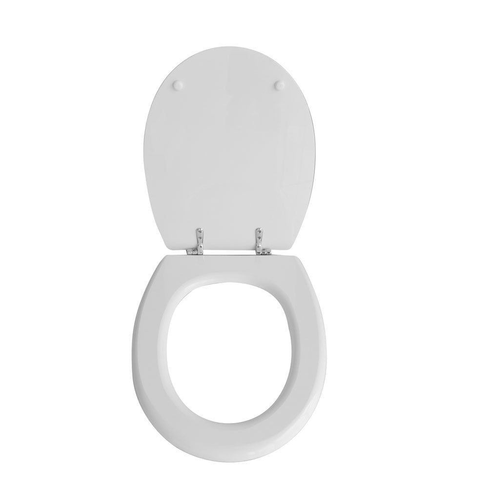 Sedile wc bianco per Azzurra vaso Full 56 larghezza 38 cm cerniere regolabili