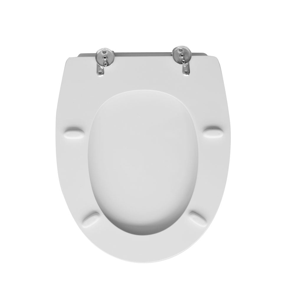 Sedile wc bianco per Azzurra vaso Full 56 larghezza 38 cm cerniere regolabili