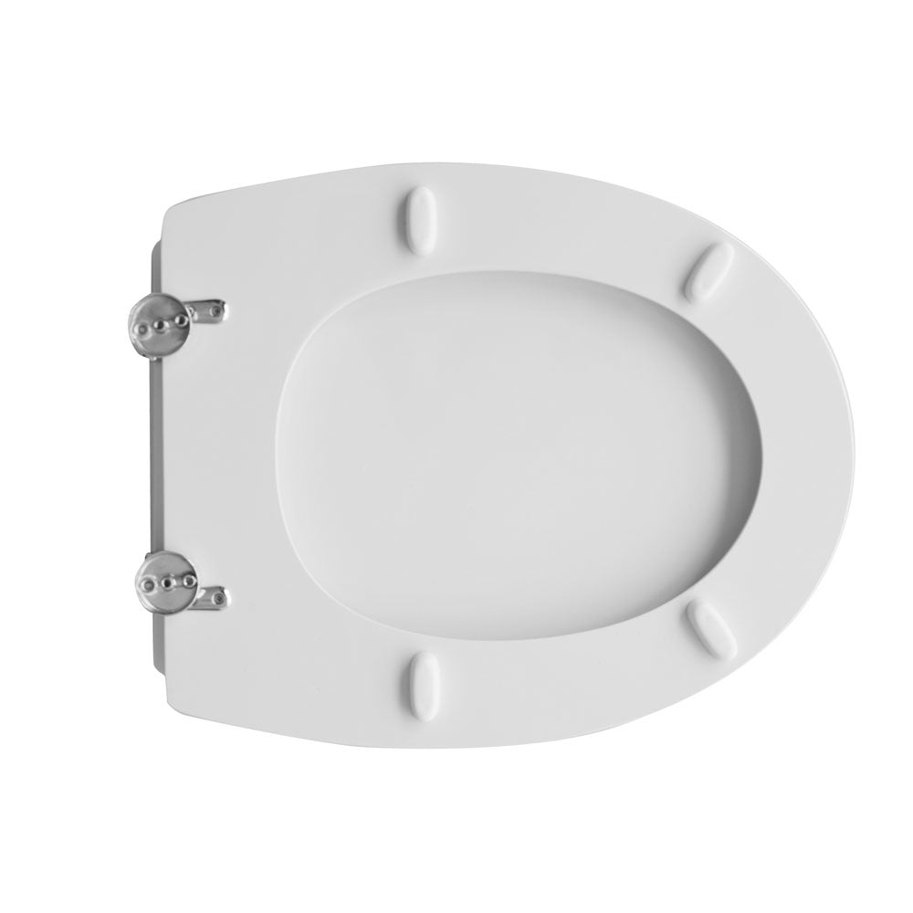 Sedile wc bianco per Azzurra vaso Full 56 larghezza 38 cm cerniere regolabili