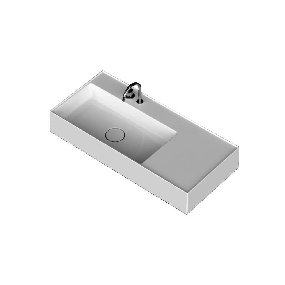 Lavabo lavatrucco vasca a sinistra Domus Falerii 100x46 cm installazione sospesa o da appoggio