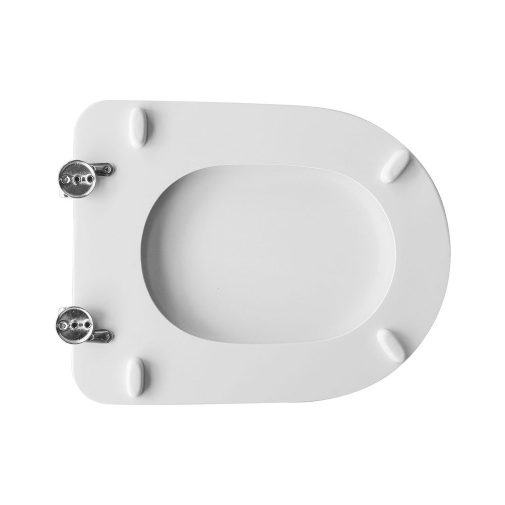 Sedile wc legno bianco per Cesame vaso System larghezza 34 cm cerniere regolabili