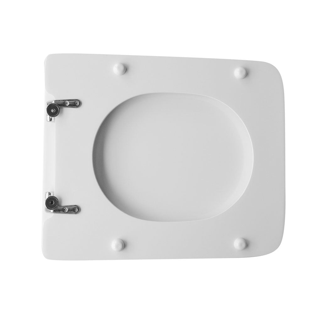 Sedile wc legno bianco per Dolomite vaso Ebla larghezza 36 cm cerniere fisse