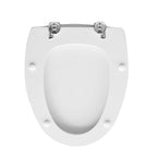 Sedile wc legno bianco per Dolomite vaso Novella larghezza 36 cm cerniere regolabili