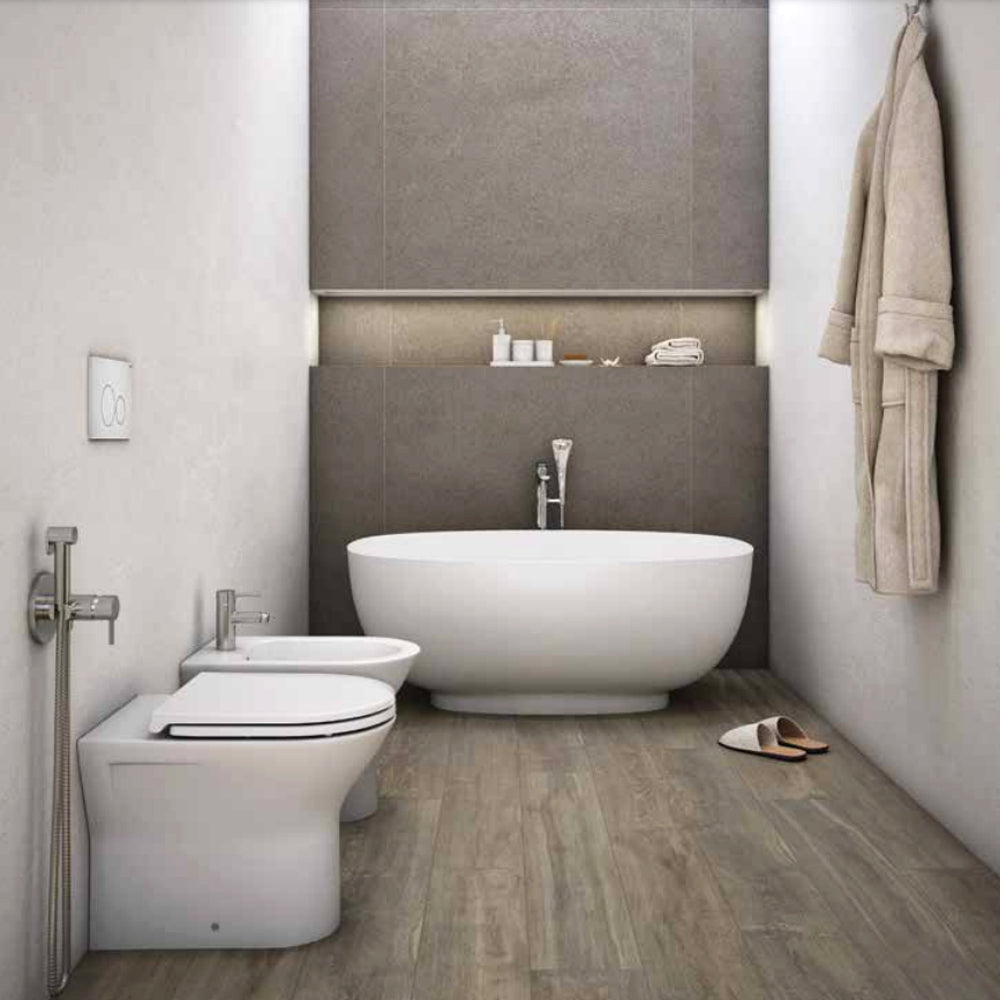Sanitari Filomuro cm 36x55 mod. Sensation  wc rimless+bidet+sedile soft close scarico universale Bianco Matto