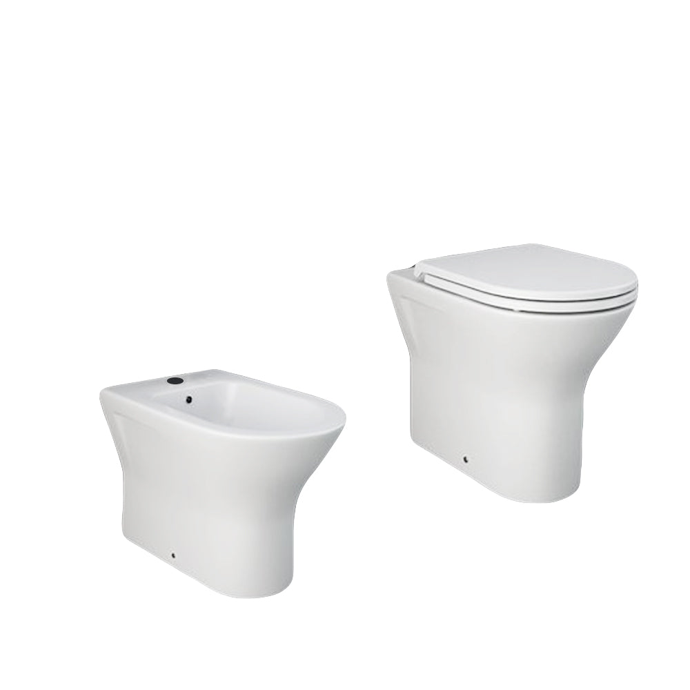 Sanitari Filomuro cm 36x55 mod. Sensation  wc rimless+bidet+sedile soft close scarico universale Bianco Matto
