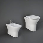 Sanitari Filomuro cm 36x55 mod. Sensation  wc rimless+bidet+sedile soft close scarico universale Bianco Matto