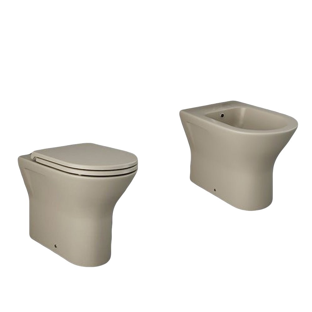 Sanitari Filomuro cm 36x55 mod. Sensation wc rimless+bidet+sedile soft close scarico universale Cappuccino Opaco