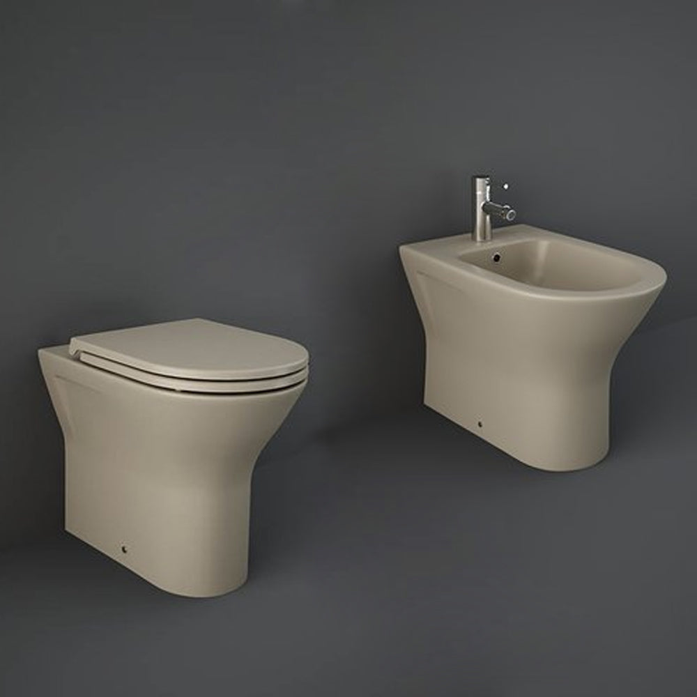 Sanitari Filomuro cm 36x55 mod. Sensation wc rimless+bidet+sedile soft close scarico universale Cappuccino Opaco