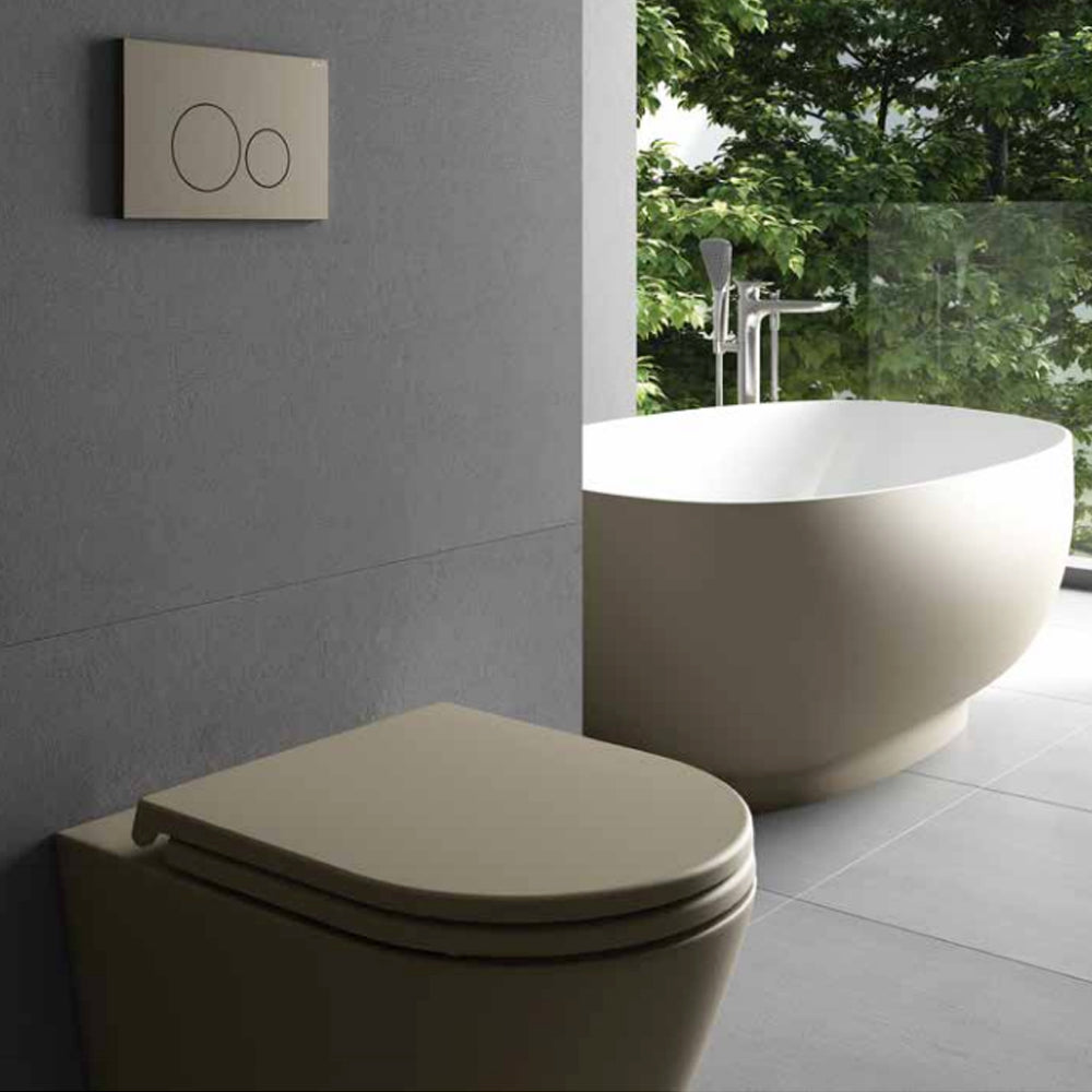 Sanitari Filomuro cm 36x55 mod. Sensation wc rimless+bidet+sedile soft close scarico universale Cappuccino Opaco