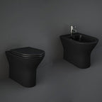 Sanitari Filomuro cm 36x55 mod. Sensation wc rimless+bidet+sedile soft close scarico universale Nero Opaco
