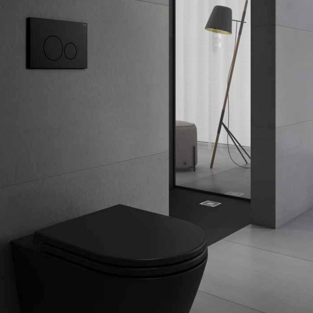 Sanitari Filomuro cm 36x55 mod. Sensation wc rimless+bidet+sedile soft close scarico universale Nero Opaco