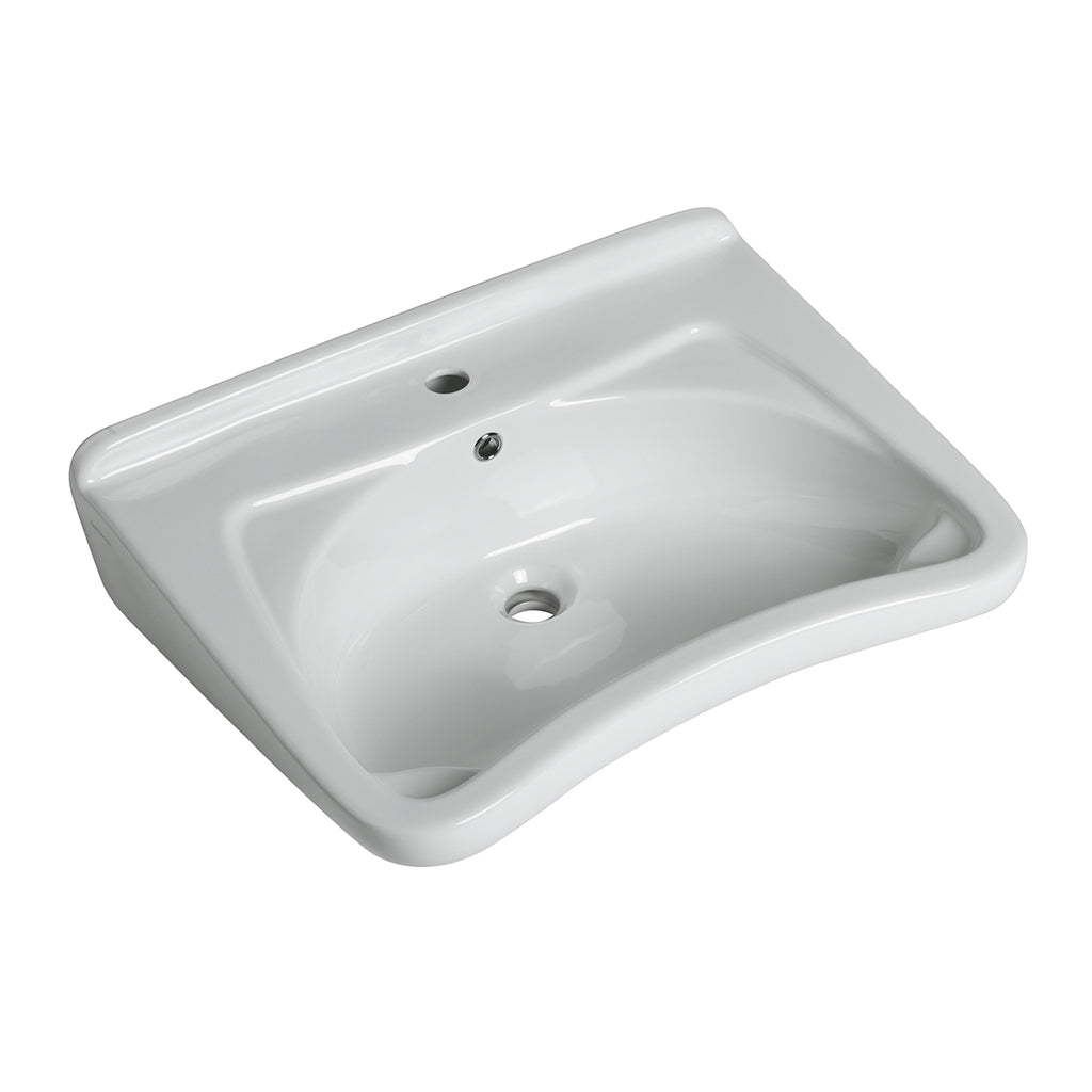 Lavabo ergonomico in ceramica L.66 cm BathCore serie Consil - Bianco
