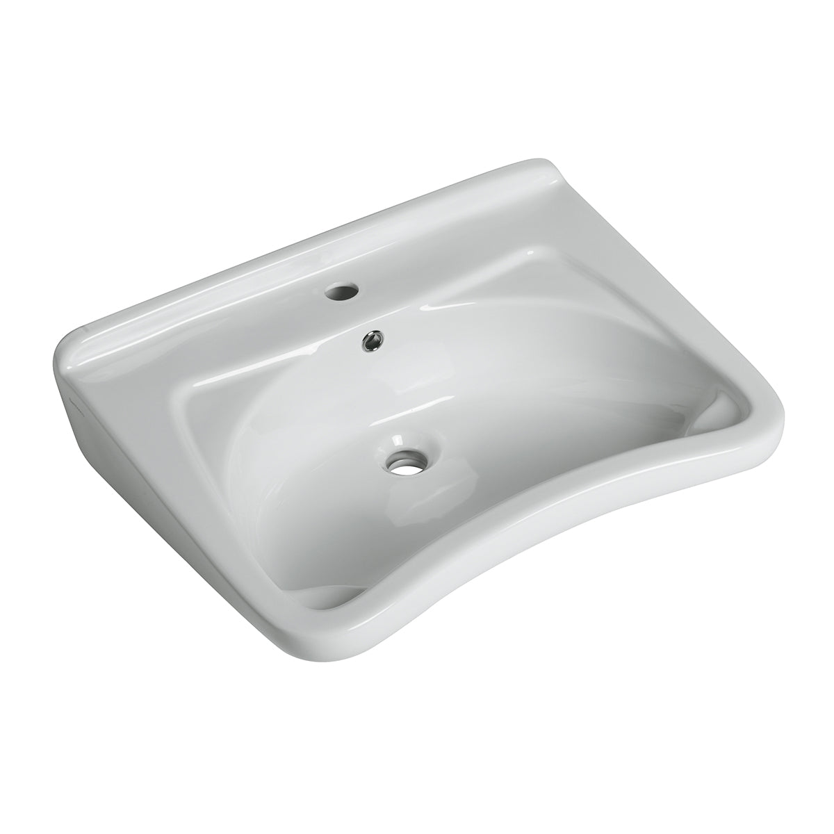 Lavabo ergonomico in ceramica L.66 cm BathCore serie Consil - Bianco