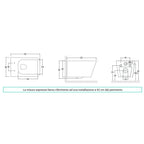 Set sanitari filomuro in ceramica bianco lucido con copriwater soft close BathCore serie Tela - L 36 x P 52 x H 34 cm