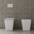 Set sanitari filomuro senza brida con copriwater soft close BathCore serie Tela - 56x36xH41 cm