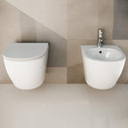 Sanitari sospesi senza brida BathCore serie Aria 52x37 con Copriwater Soft Close - Bianco Lucido