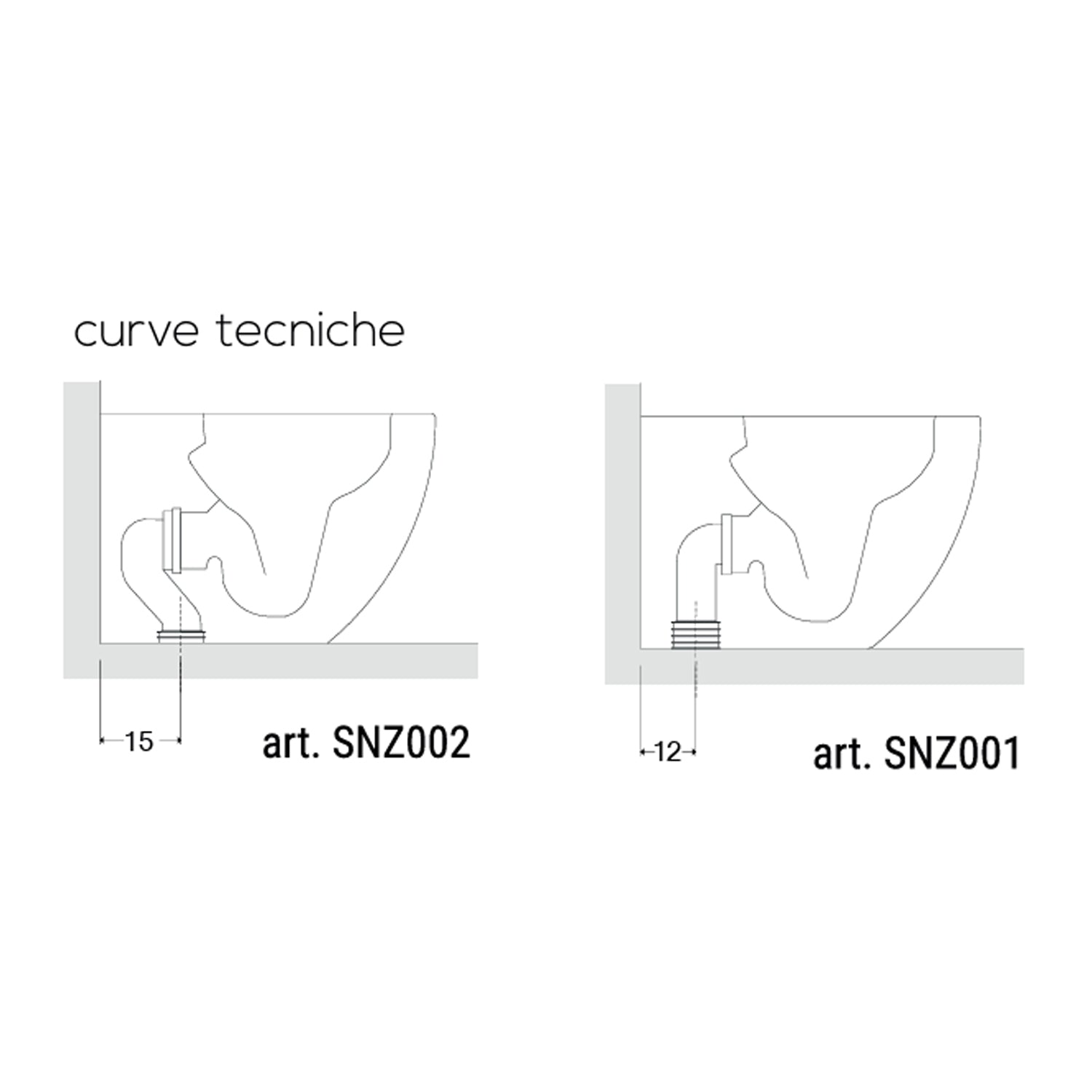 Vaso filomuro BathCore serie Aria Special H50 56x37 - Bianco Lucido