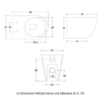 Sanitari filomuro BathCore serie Aria Special H50 56x37 - Bianco Lucido