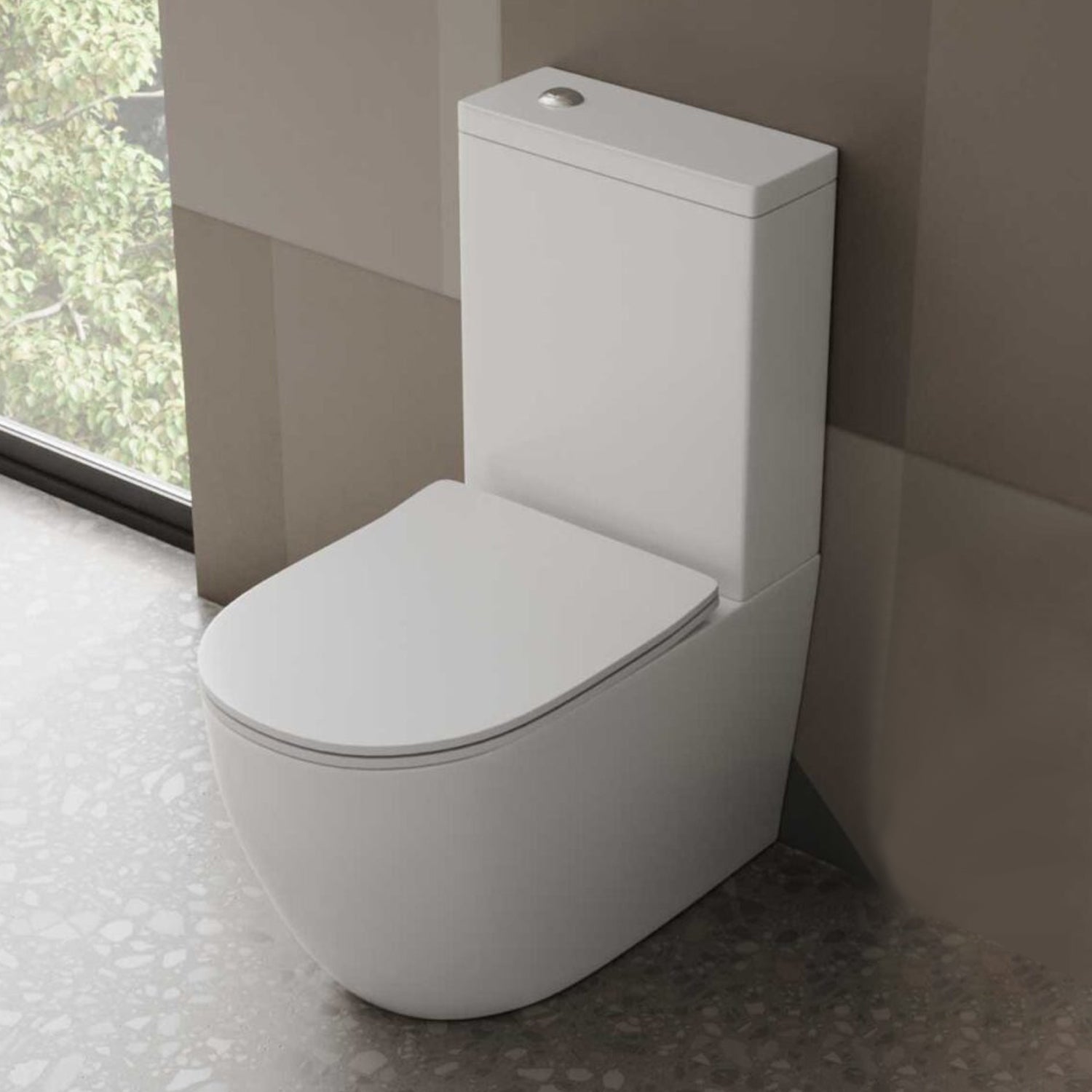 Vaso filomuro monoblocco BathCore serie Aria 61x37 x 80 cm - Bianco Lucido