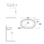 Lavabo da appoggio Sensation in ceramica bianca lunghezza 60 cm senza troppopieno