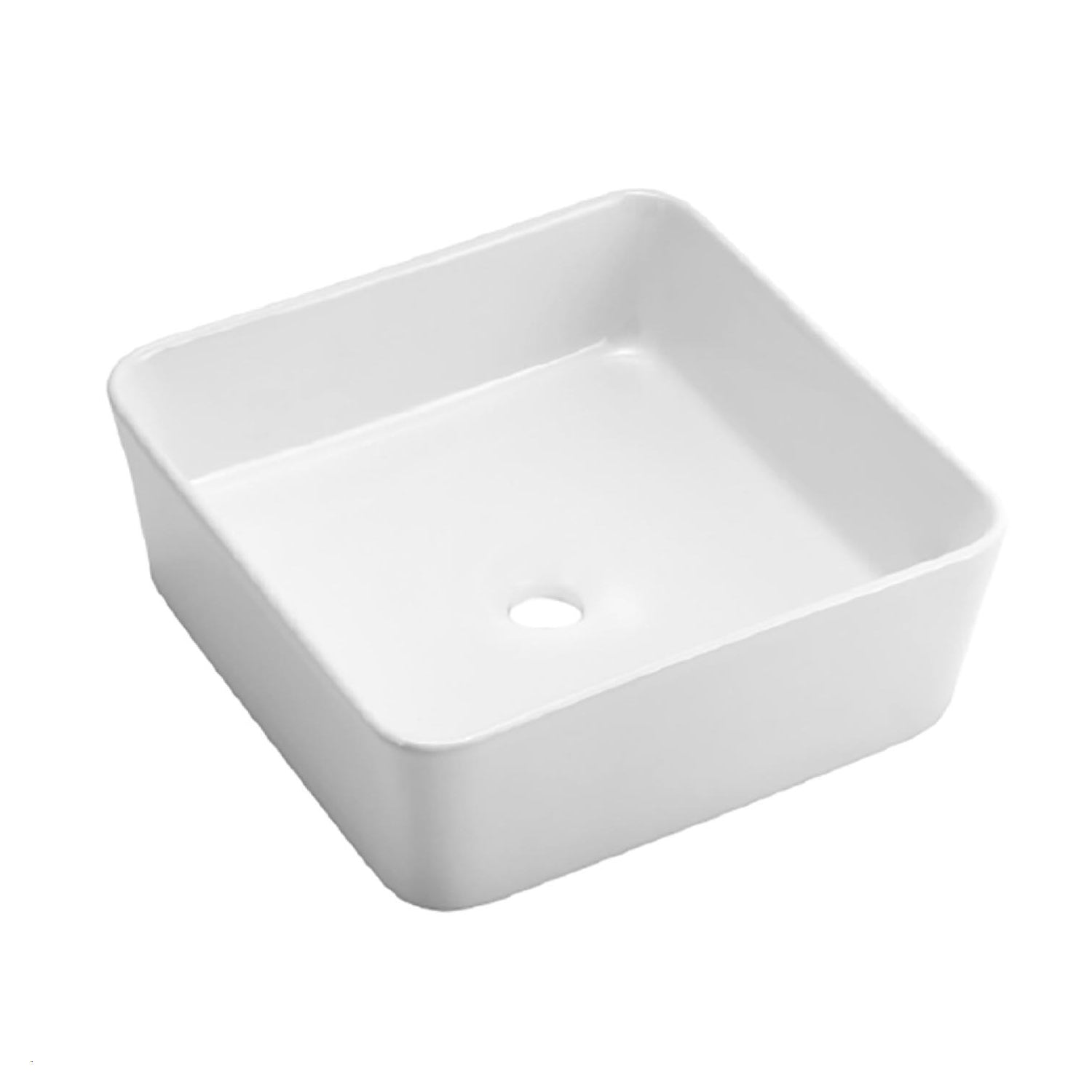 Lavabo appoggio Quadro 38cm in ceramica bianco lucido